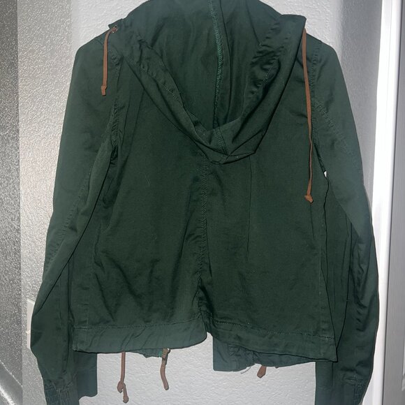 Angel Kim Olive Green Utility Jacket | Hooded Military Anorak Field Coat | Size - Picture 4 of 4